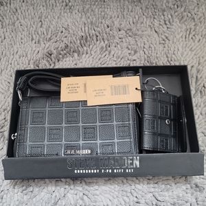 STEVE MADDEN Crossbody 2 piece gift set with matching wallet Black